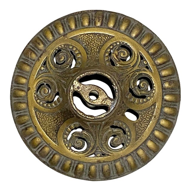 Vintage Scrollwork Ornate Rosette Bronze Ceiling Light Plate For Sale