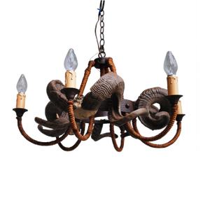 1930's Faux Ram Horns Chandelier