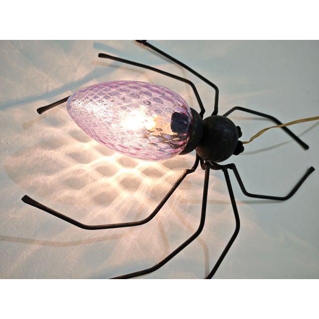 Mid-Century Modern Wall Lamp in Metal and Murano Glass Depicting a Spider, Italy, 1950s For Sale - Image 4 of 17
