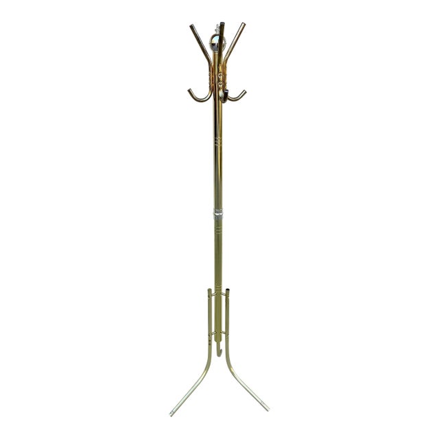 Mid 20th Century Vintage Mid Century Modern Brass Coat Rack For Sale