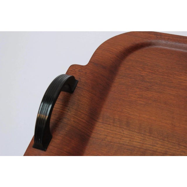 Large Mid-Century Modern Walnut Tray With Bakelite Handles by Faberware For Sale - Image 10 of 13