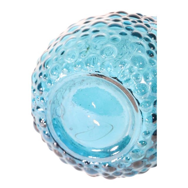 Vintage Empoli Genie Teal Blue Dimpled Bottle With Stopper Made in Italy C. 1960's For Sale - Image 12 of 12