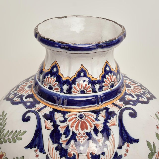 Pair of Antique French Faience Earthenware Lidded Urns For Sale - Image 11 of 14