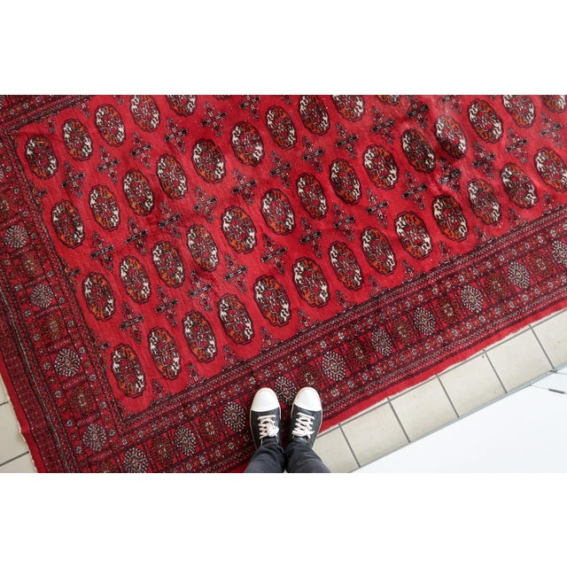 1960s 1960s, Handmade Vintage Turkmen Ersari Rug 4.2' X 4.6' For Sale - Image 5 of 16
