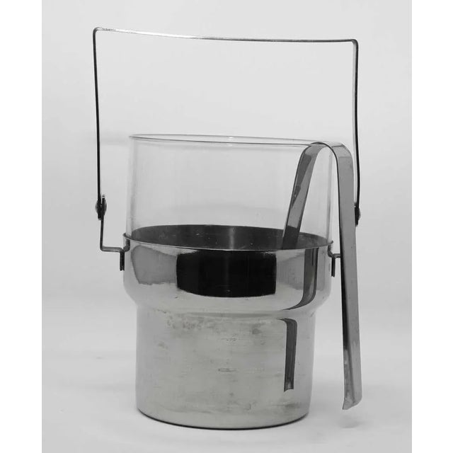 Vintage Postmodern Inox and Glass Ice Bucket For Sale - Image 9 of 10