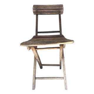 Rustic Folding Wooden Chair 1950s For Sale