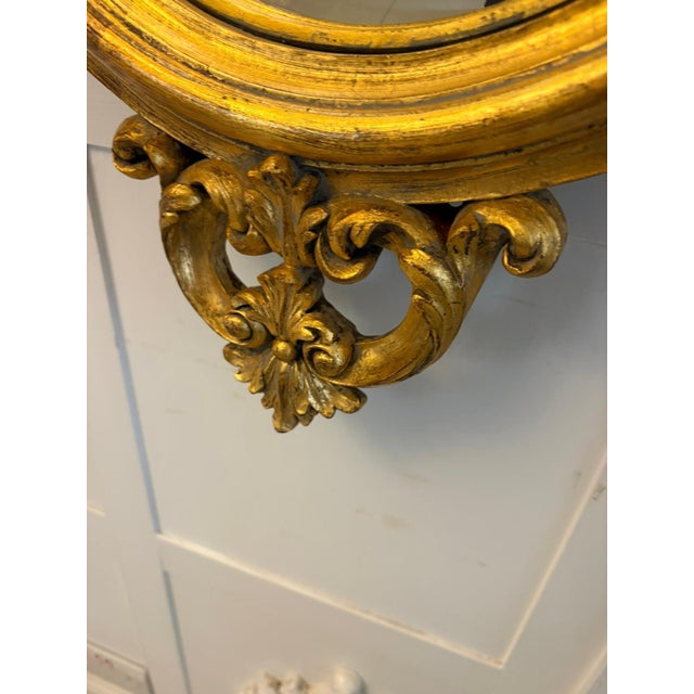 Antique Regency Style Giltwood Convex Girandole Wall Mirrors, 1920, Set of 2 For Sale - Image 6 of 12