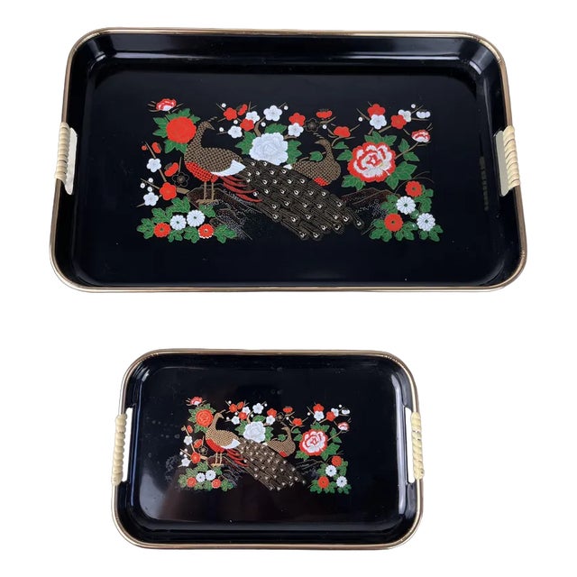 Vintage Japanese Trays, 1970s, Set of 2 For Sale