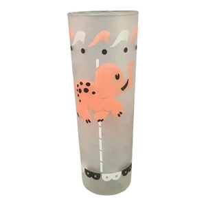 Vintage Libby Carousel Animal Lucky Elephant Frosted Highball Tumbler Glass
