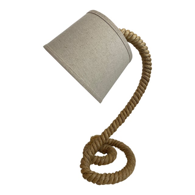 French Large Rope Table Lamp, Adrien Audoux & Frida Minet Style For Sale