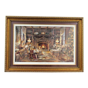 1990s Trisha Romance Christmas at the Cottage Matted and Framed Numbered Print