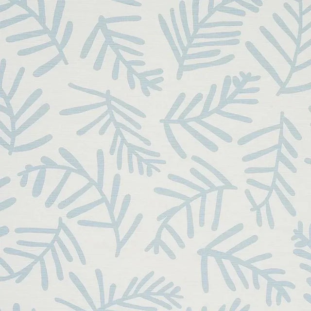 Schumacher Sample - Schumacher X Caroline Z Hurley Tiah Cove Fabric in Blue Leaf For Sale - Image 4 of 4