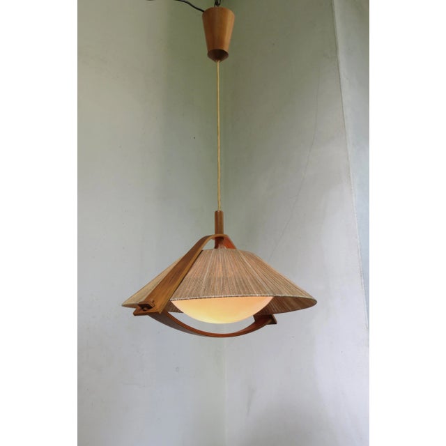 German Teak and Acrylic Glass Ceiling Lamp from Temde, 1960s For Sale - Image 10 of 18