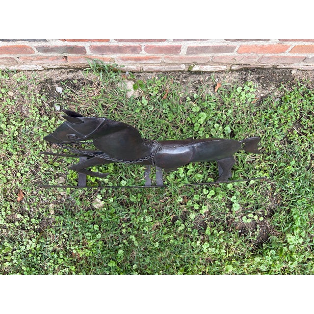 Vintage Handcrafted Hammered Metal Rocking Horse Sculpture For Sale - Image 14 of 18