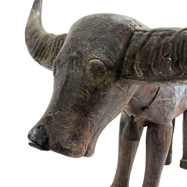 Oriental Wooden Water Buffalo Sculpture with Horns, 1800s For Sale - Image 4 of 9