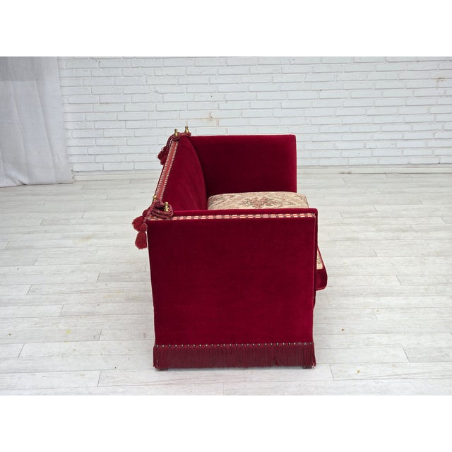 Spanish Sofa in Velour with Ash Legs, Denmark, 1970s For Sale - Image 11 of 18