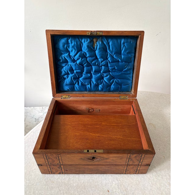Wood Antique Mahogany English Jewelry Box For Sale - Image 7 of 11