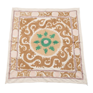 Tribal Central Asian Suzani Tablecloth