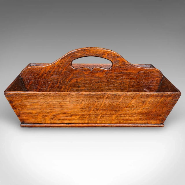 Antique Ladies Country Kitchen Work Box, English, Oak, Garden Trug, Victorian For Sale - Image 4 of 9