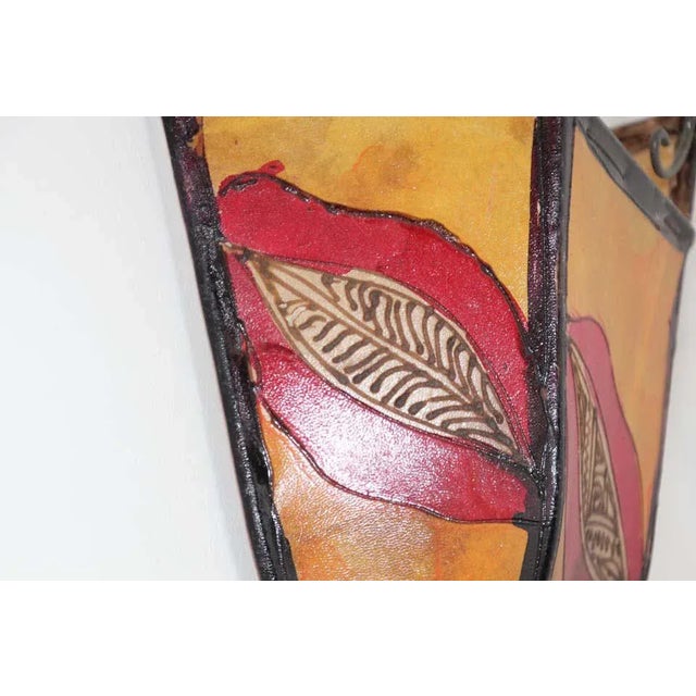 Orange Parchment Moroccan African Art Wall Curved Sconce - 1 For Sale - Image 8 of 9