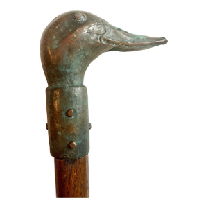 Antique Handcrafted Copper Duck Head Handle Walking Cane