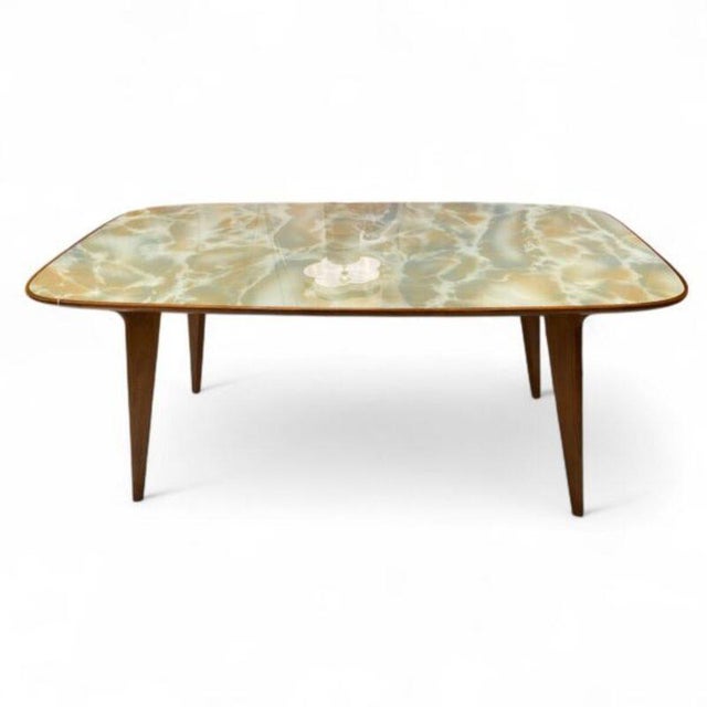 Mid-Century Modern Italian Table with Marbled Glass For Sale - Image 6 of 6
