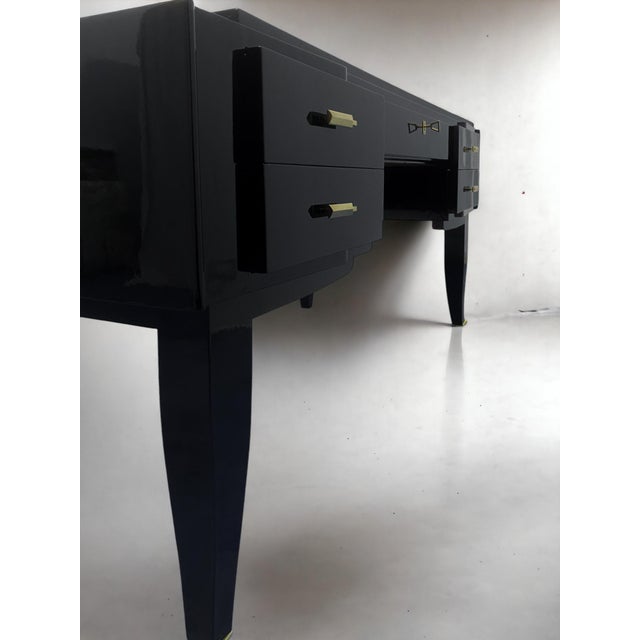 French Art Deco Black Lacquered Executive Desk, 1930s For Sale - Image 3 of 18