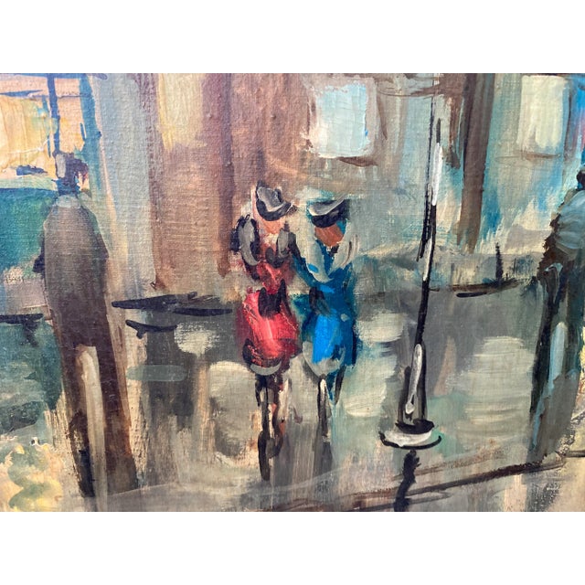 Large Vintage Paris France Street Scene Painting, Signed For Sale - Image 9 of 13
