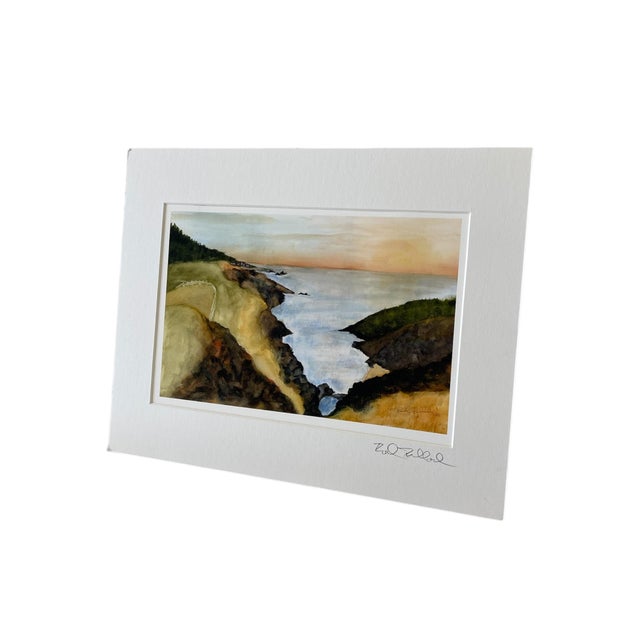 Watercolor Print Coastal Landscape "North of Manzanita" -Signed For Sale - Image 4 of 10