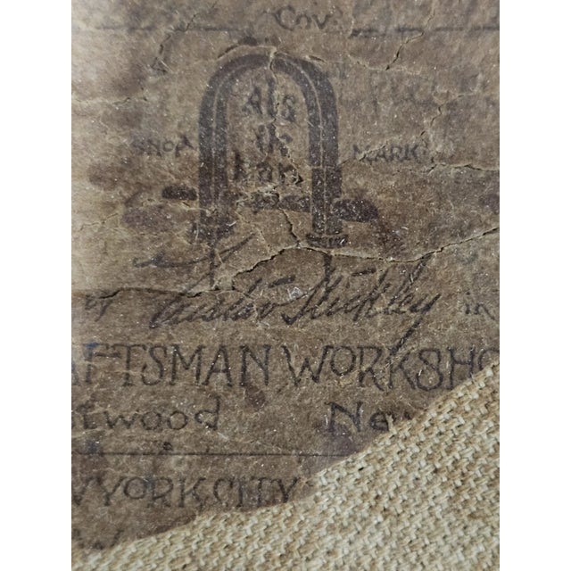 Set of 6 Stickley Arts & Crafts Oak Dining Chairs Leather Seats Early Gustav Stickley For Sale - Image 11 of 13