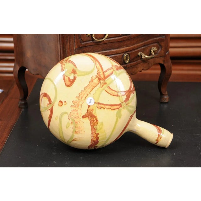 French French 19th Century Glazed Pottery Serving Dish with Terracotta and Gold Glaze For Sale - Image 3 of 12