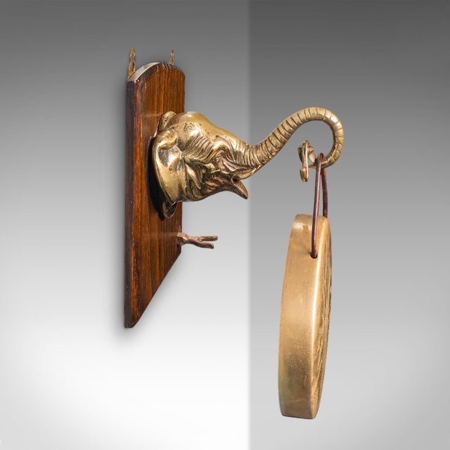 Antique Elephant's Head Gong, English, Brass, Mounted Dinner Chime, Victorian For Sale - Image 6 of 9