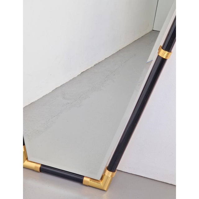 1970s Modern Black Lacquer Metal Triangle Mirror, 1970s For Sale - Image 5 of 14