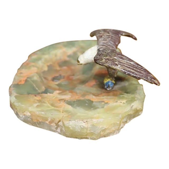 Bronze Bald Eagle on Green Onyx Base For Sale