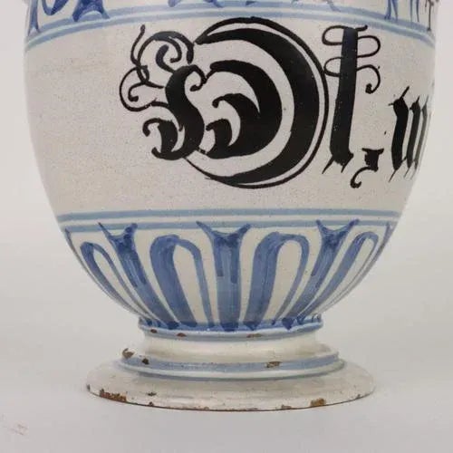 18th Century Pharmacy Jug Majolica Man, Bassano, Italy For Sale - Image 6 of 9