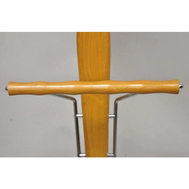 Wood Late 20th Century Porada Italian Post Modern Sculpted Walnut Wood and Chrome Clothing Suit Valet For Sale - Image 7 of 11