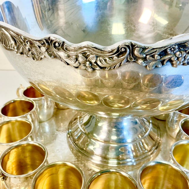 1940s 1940s Vintage Hollywood Regency Empire Towle Silver Plate Punch Bowl Set - 23 Pieces For Sale - Image 5 of 18