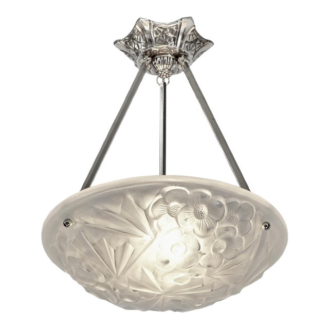 French Art Deco Pendant Light by Francis Hubens & Degue 1930 France For Sale