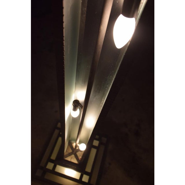 Large Art Deco Floor Lamps Hotel Hammered Iron and Glass, France, 1930s, Set of 2 For Sale - Image 16 of 18