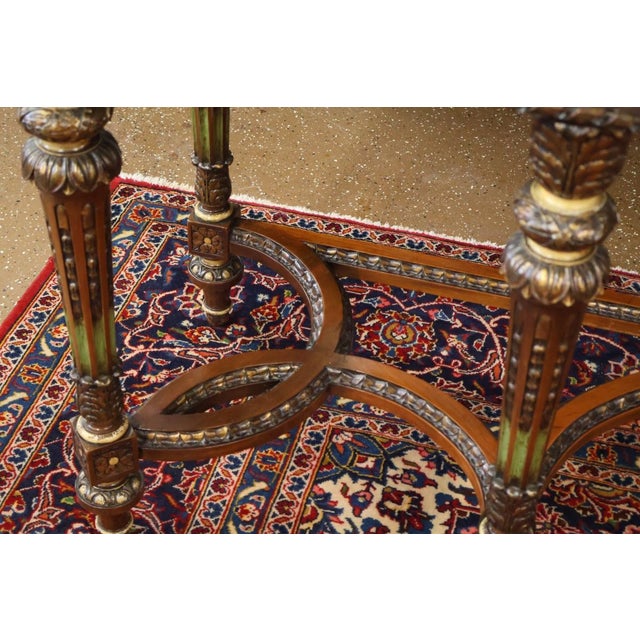 1920s French Louis XVI Style Marble Top Inlaid Satinwood & Walnut Buffet Sideboard For Sale - Image 14 of 18