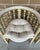 Vintage Hollywood Regency Distressed Cream Washed Spindle Barrel Chairs With Chinese Horseshoe Design, a Pair For Sale - Image 10 of 11