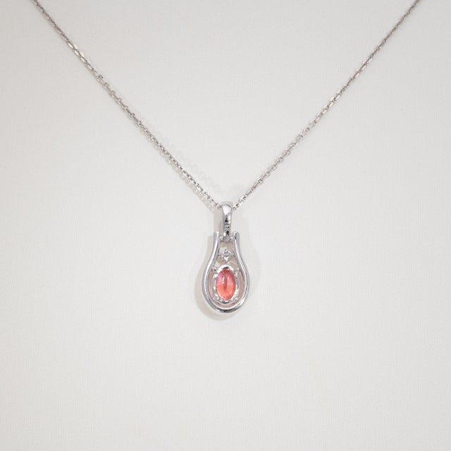 Metal Natural Aaa Padparadscha Sapphire Pendant With Natural Diamonds: Solid 14k Gold For Sale - Image 7 of 7