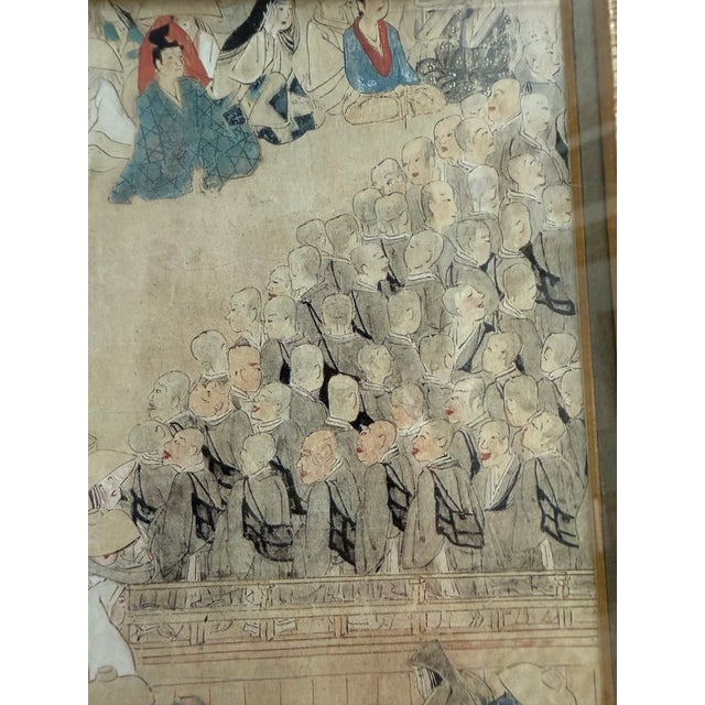 Japanese 15th Century & Earlier Framed and Matted Illustrated Biography of the Monk Ippen in a Wooden Frame. For Sale - Image 3 of 9