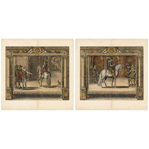French School Artist, Equestrian Court, 1623, Engraving, Set of 2 For Sale - Image 10 of 10