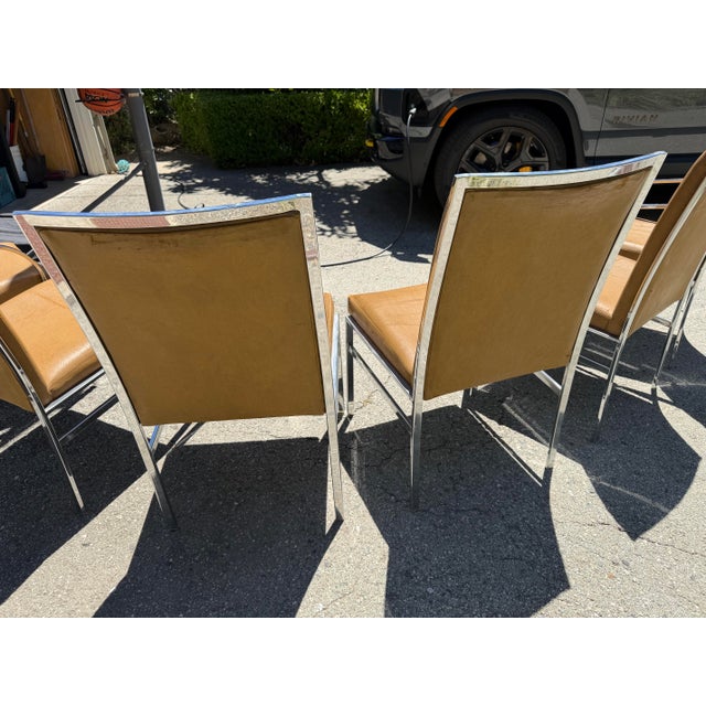 1970s Pierre Cardin for Dillingham Set of Six Dining Chairs - Leather/Suede and Chrome For Sale - Image 11 of 12