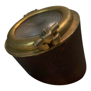 1960s Longchamp Leather-Wrapped, Ceramic Tobacco Pot