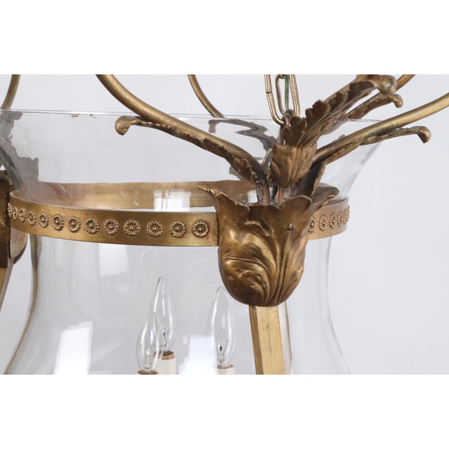 Early 20th Century The Plaza Hotel Bronze Glass Bell Jar Ceiling Light For Sale In New York - Image 6 of 12