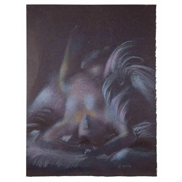 The window in the night is an original mixed media drawing, realized by Bernadette Kelly in 1980s. Hand signed on the...