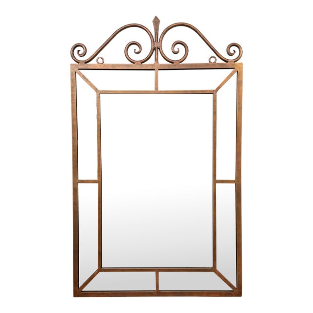 Tuscan Style Scrollwork Iron Wall Mirror, Vintage For Sale