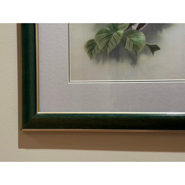 Emerald Late 20th Century Museum-Grade Masterpiece Artall Suzhou "Su" Hand-Embroidered Fine Silk Shrike Study (Boxed & Signed) For Sale - Image 8 of 14
